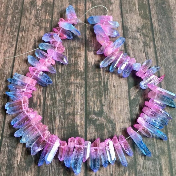 Beads Other - pink & blue quartz points beads for diy jewelry